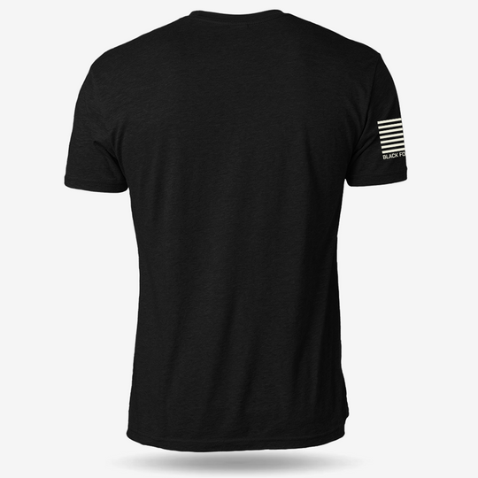 Locked, Loaded &amp; Festive T-shirt Black back mockup