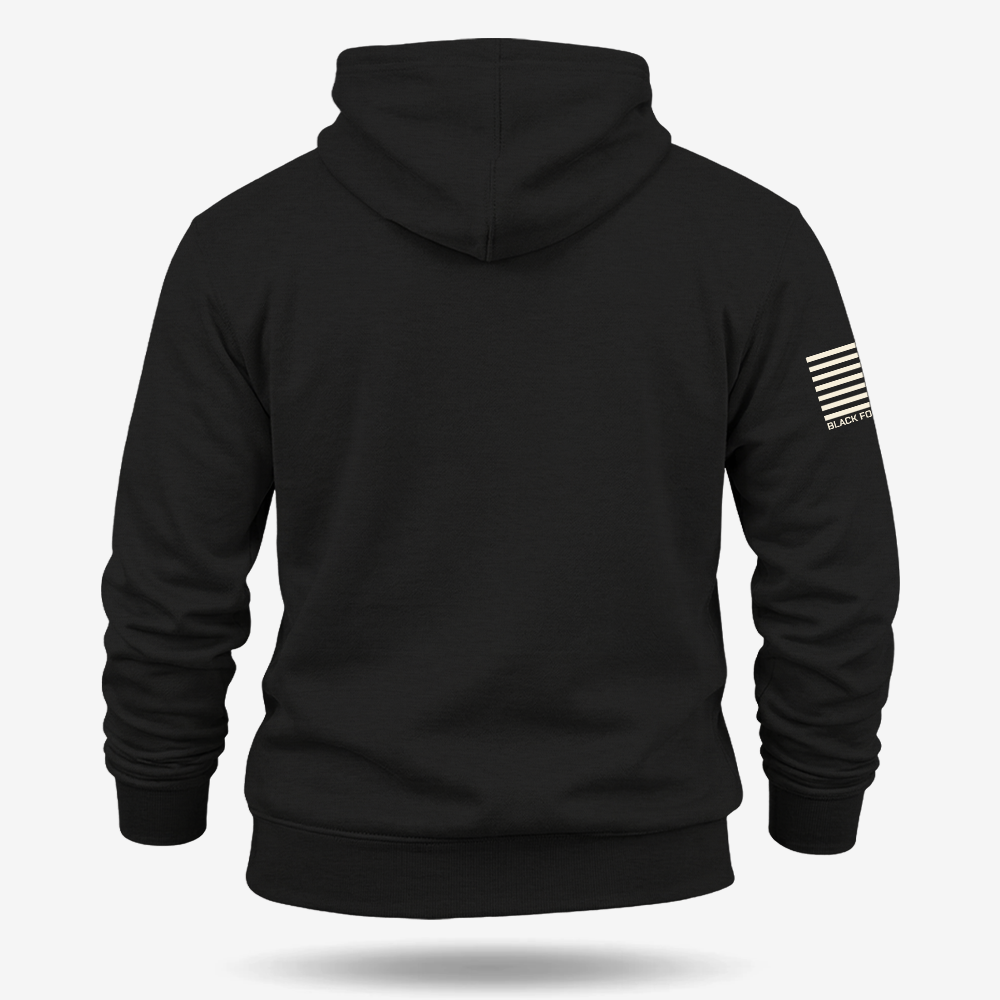 Locked, Loaded &amp; Festive Hoodie Black back mockup