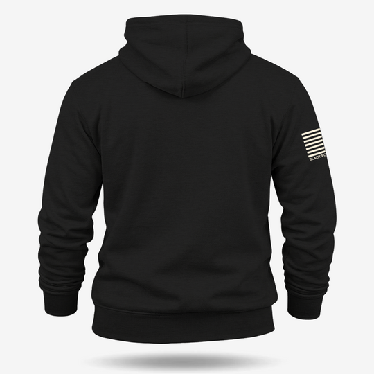 Locked, Loaded &amp; Festive Hoodie Black back mockup