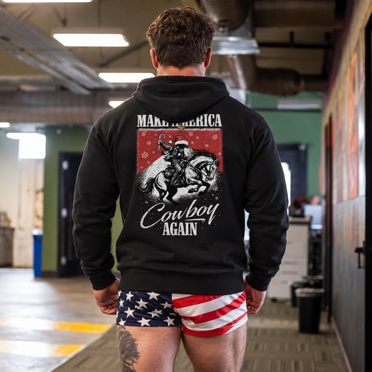 Make America Cowboy Again – Christmas Edition Hoodie Black back design lifestyle creative