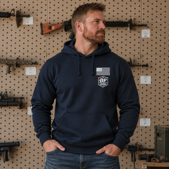 Make America Cowboy Again – Christmas Edition Hoodie Navy front logo lifestyle creative