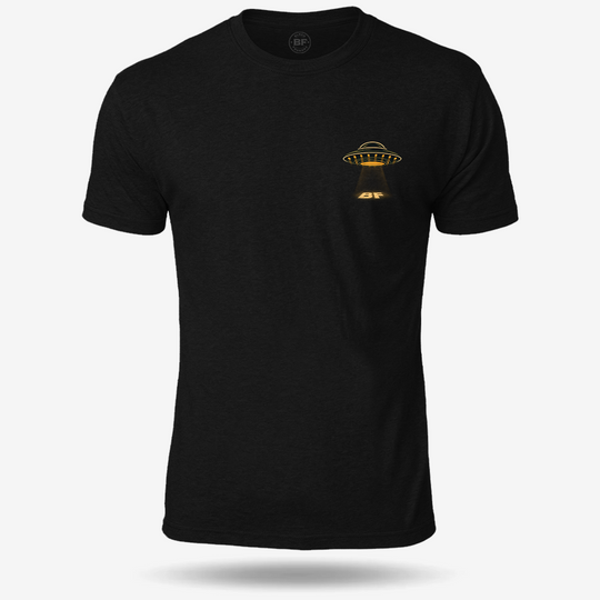 Merry Squatchmas Abduction T-shirt Black front mockup