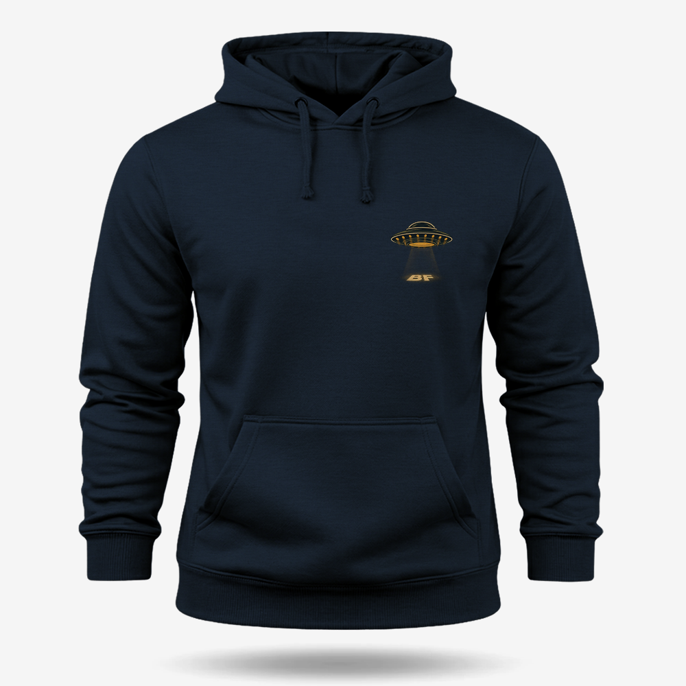 Merry Squatchmas Abduction Hoodie Navy front mockup
