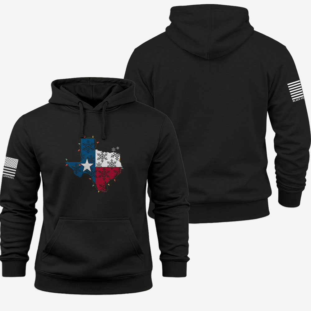 Merry Texmas Hoodie Black front and back mockup