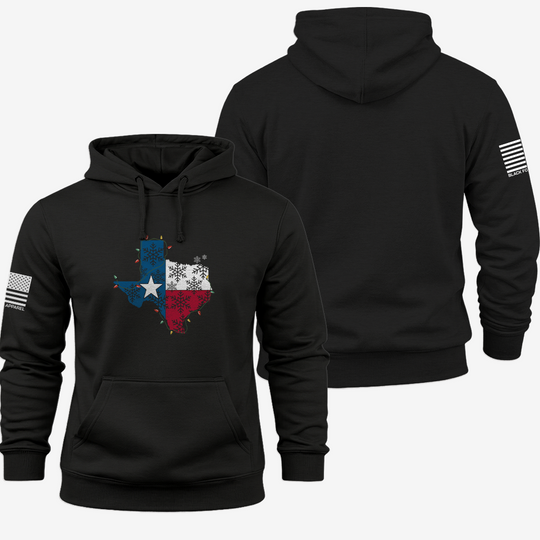 Merry Texmas Hoodie Black front and back mockup
