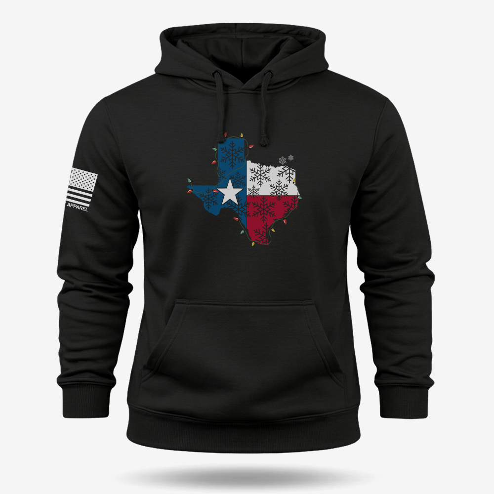 Merry Texmas Hoodie Black main printed design mockup