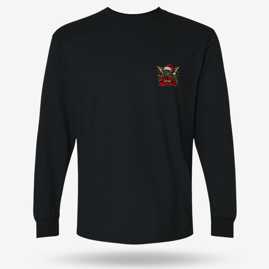 Midnight Belt-Fed Christmas Long Sleeve Black front mockup