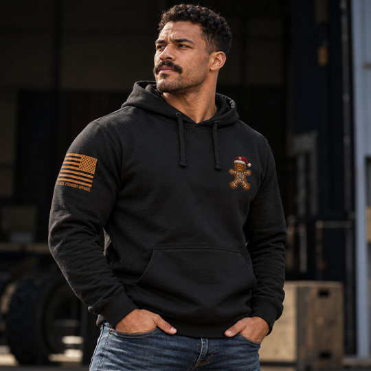 Naughty Gingerbread Skeleton Hoodie Black front design lifestyle creative