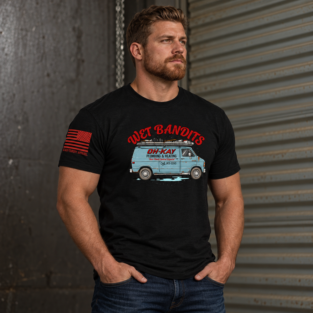 Oh-Kay Plumbing Co T-shirt Black front design lifestyle creative