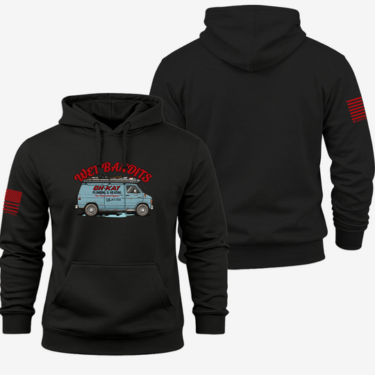 Oh-Kay Plumbing Co Hoodie Black front and back mockup
