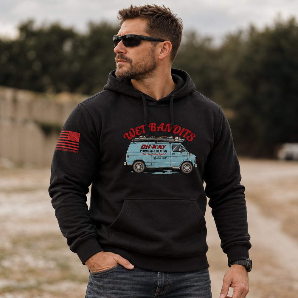 Oh-Kay Plumbing Co Hoodie Black front design lifestyle creative