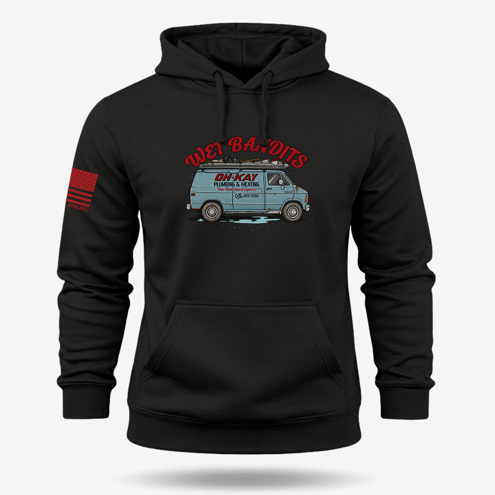 Oh-Kay Plumbing Co Hoodie Black main printed design mockup