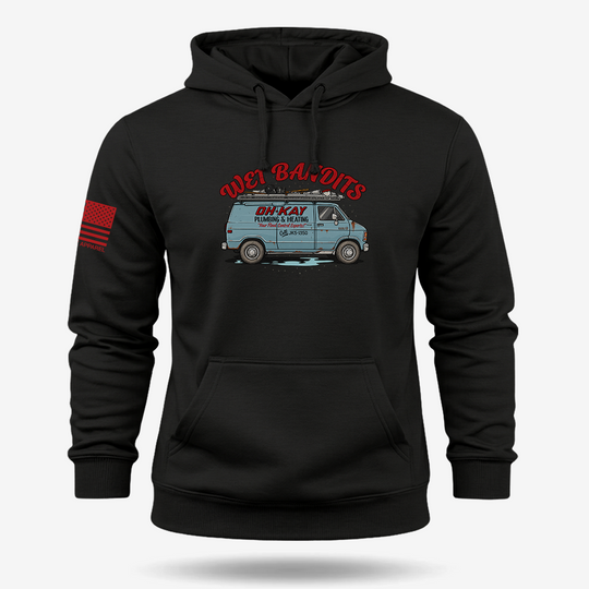 Oh-Kay Plumbing Co Hoodie Black main printed design mockup