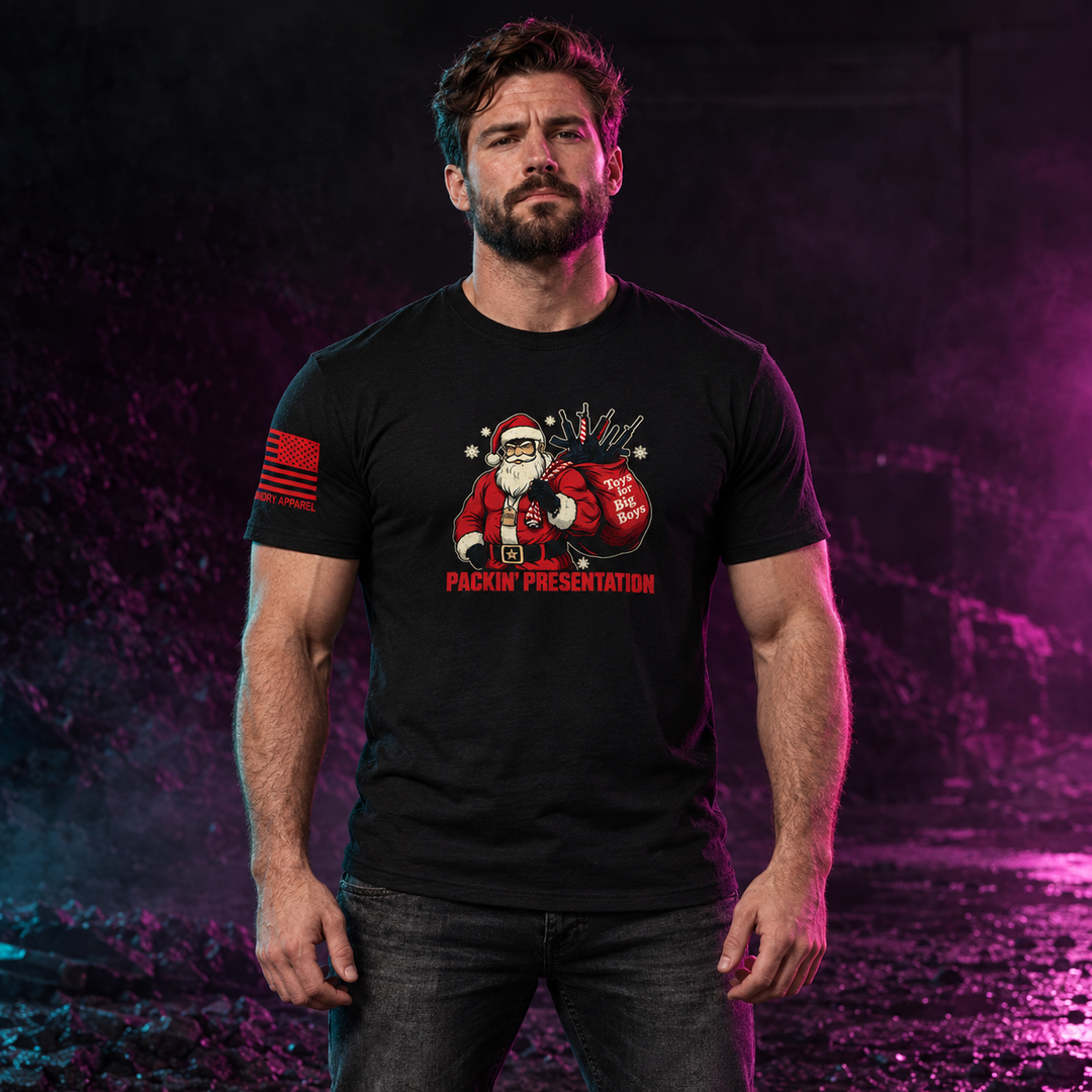 Packin_ Presentation T-shirt Black front design lifestyle creative