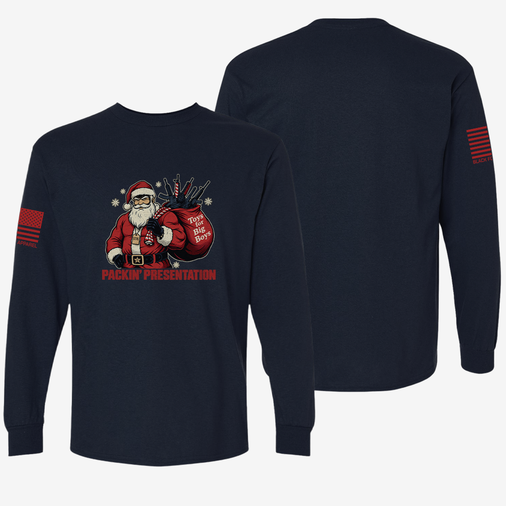 Packin_ Presentation Long Sleeve Navy front and back mockup