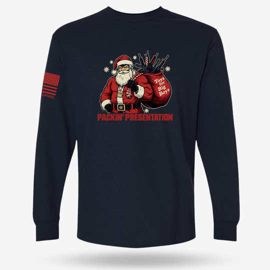 Packin_ Presentation Long Sleeve Navy main printed design mockup