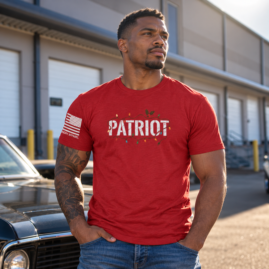 Patriot X Mas T-shirt Red front design lifestyle creative