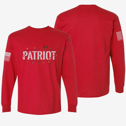Patriot X Mas Long Sleeve Red front and back mockup