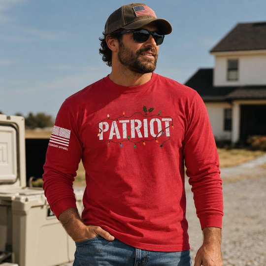 Patriot X Mas Long Sleeve Red front design lifestyle creative