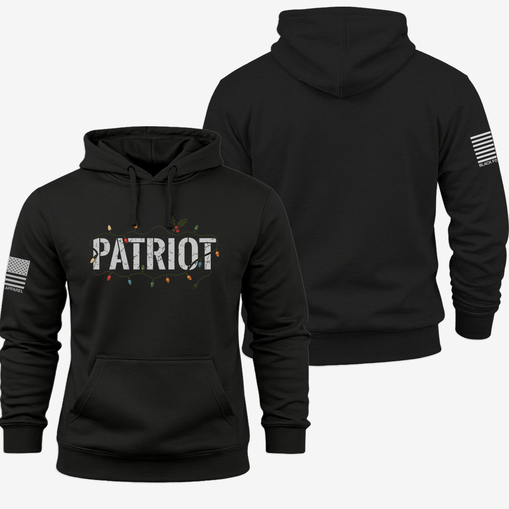 Patriot X Mas Hoodie Black front and back mockup