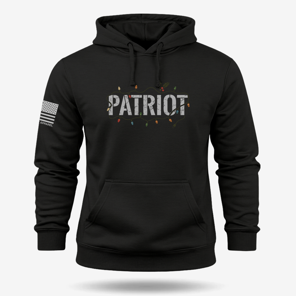 Patriot X Mas Hoodie Black main printed design mockup