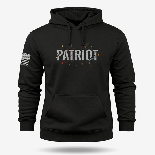 Patriot X Mas Hoodie Black main printed design mockup