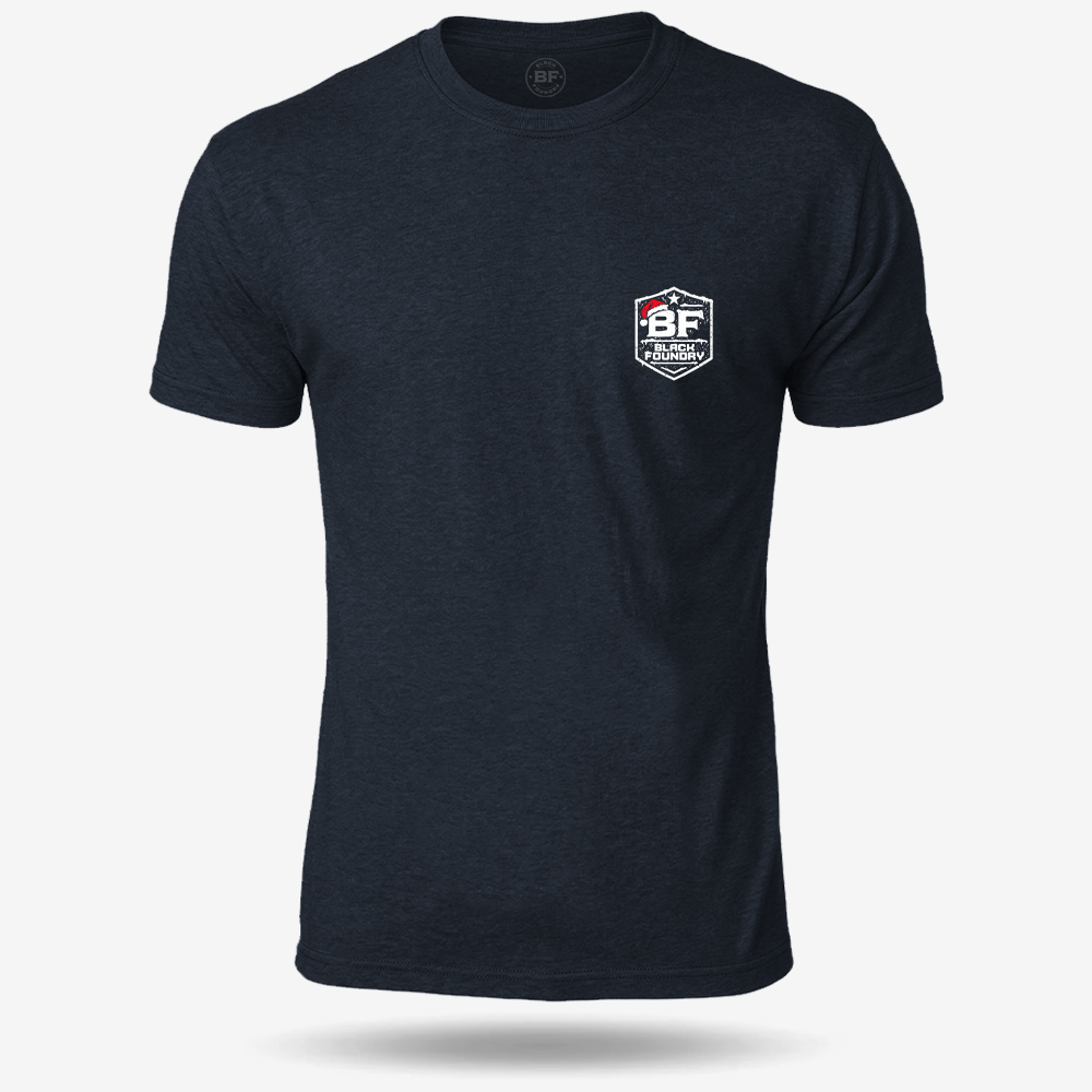 Prospecting Santa T-shirt Heather Navy front mockup