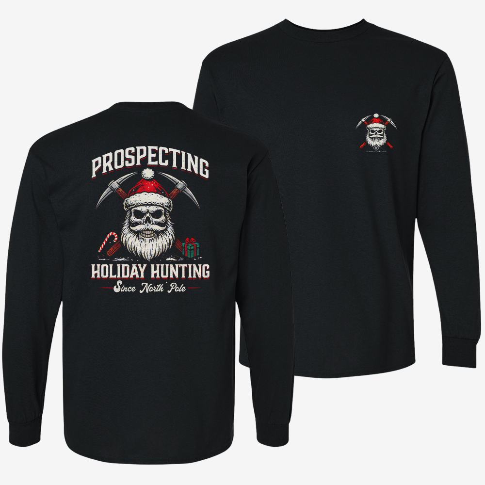 Prospecting Santa Long Sleeve Black front and back mockup