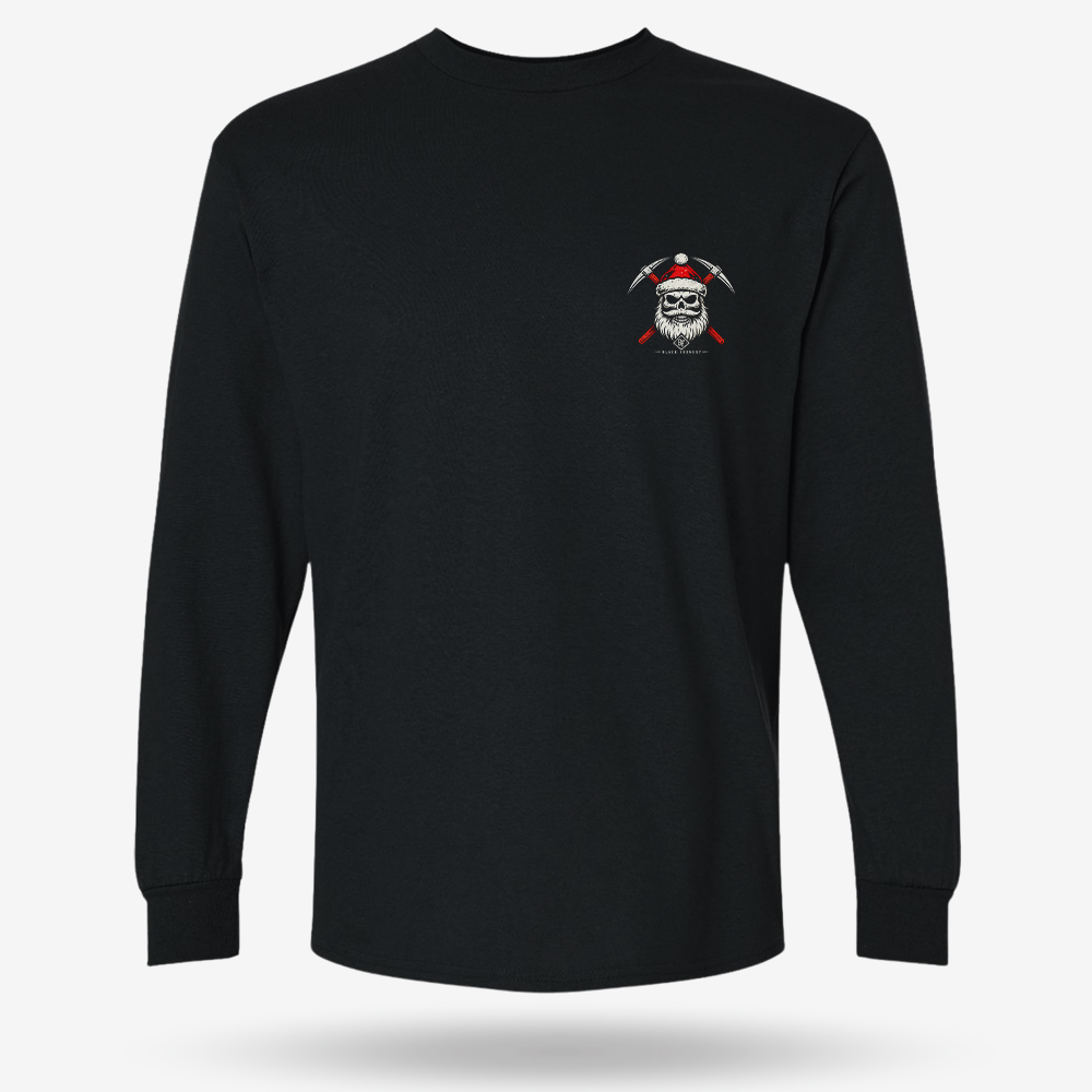 Prospecting Santa Long Sleeve Black front mockup