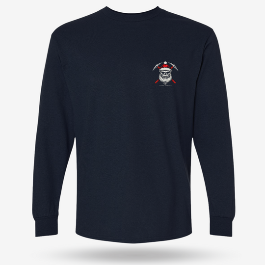 Prospecting Santa Long Sleeve Navy front mockup