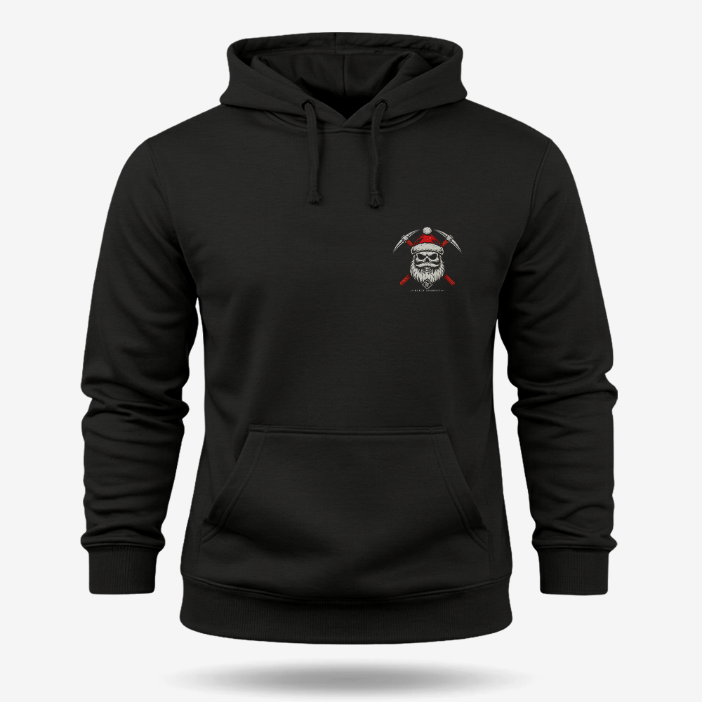Prospecting Santa Hoodie Black front mockup