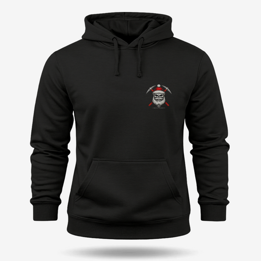 Prospecting Santa Hoodie Black front mockup