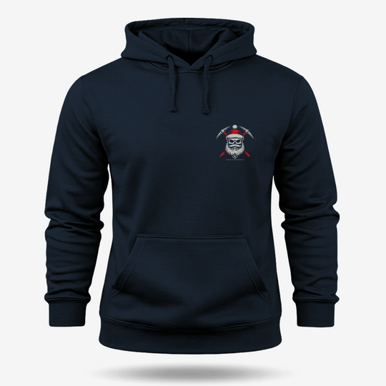 Prospecting Santa Hoodie Navy front mockup