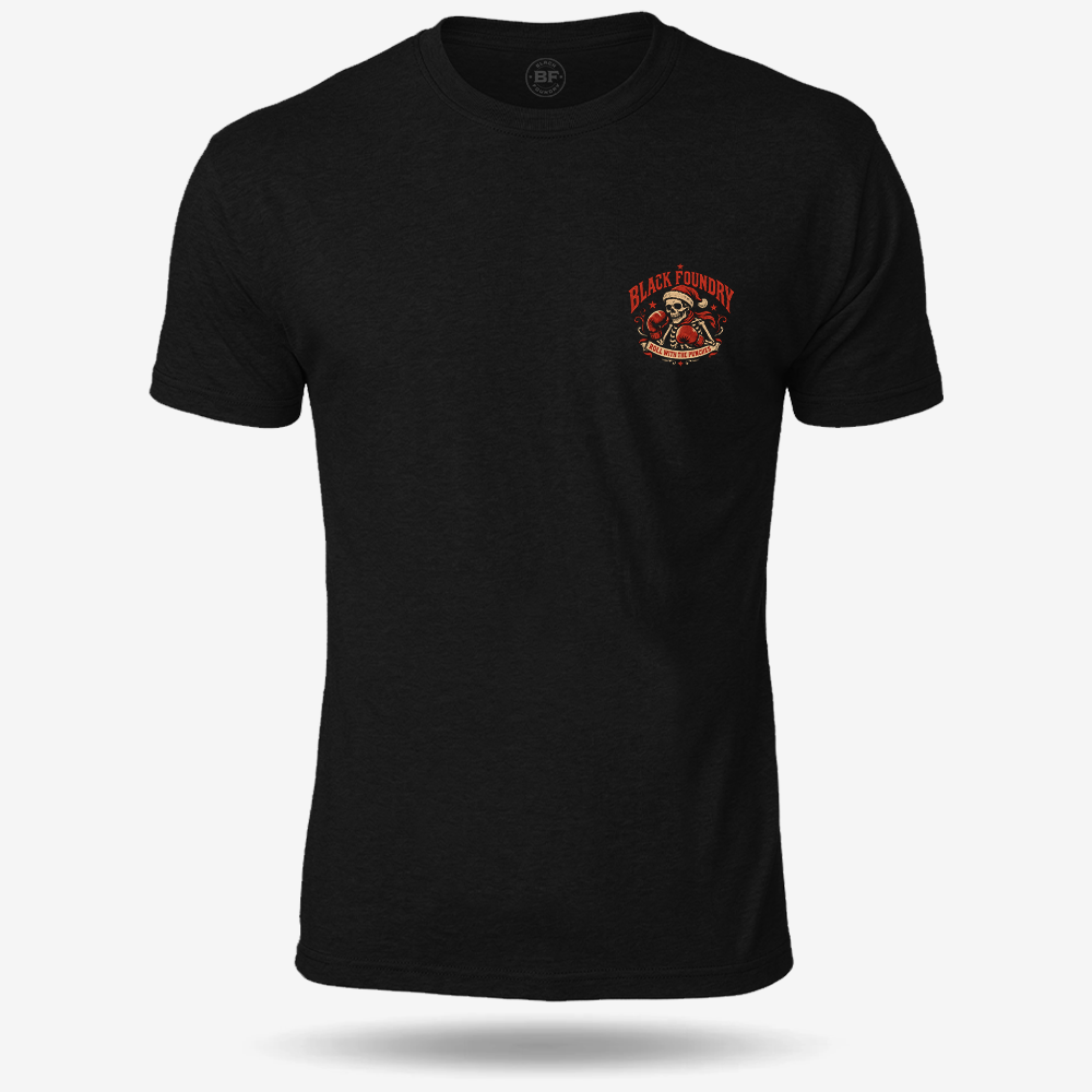 Roll With The Holiday Punches T-shirt Black front mockup