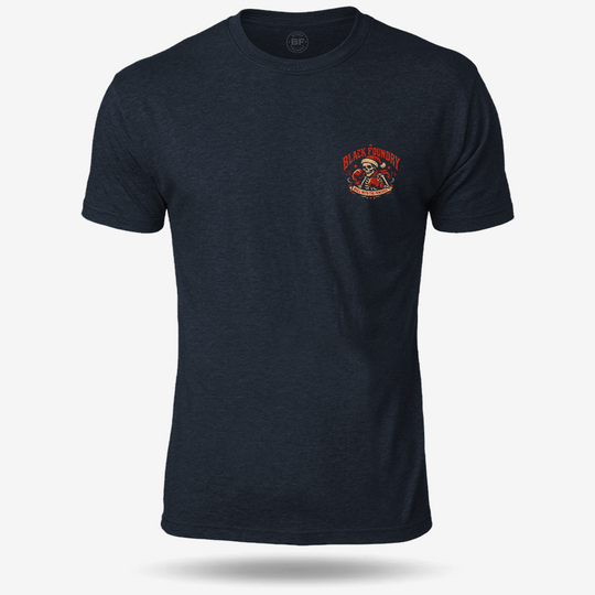 Roll With The Holiday Punches T-shirt Heather Navy front mockup