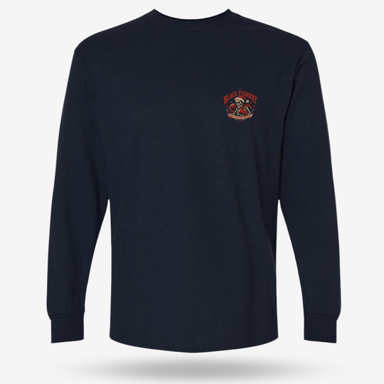 Roll With The Holiday Punches Long Sleeve Navy front mockup