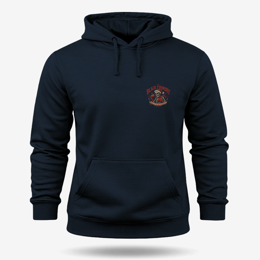 Roll With The Holiday Punches Hoodie Navy front mockup