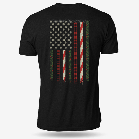 Snowflake Flag T-shirt Black main printed design mockup