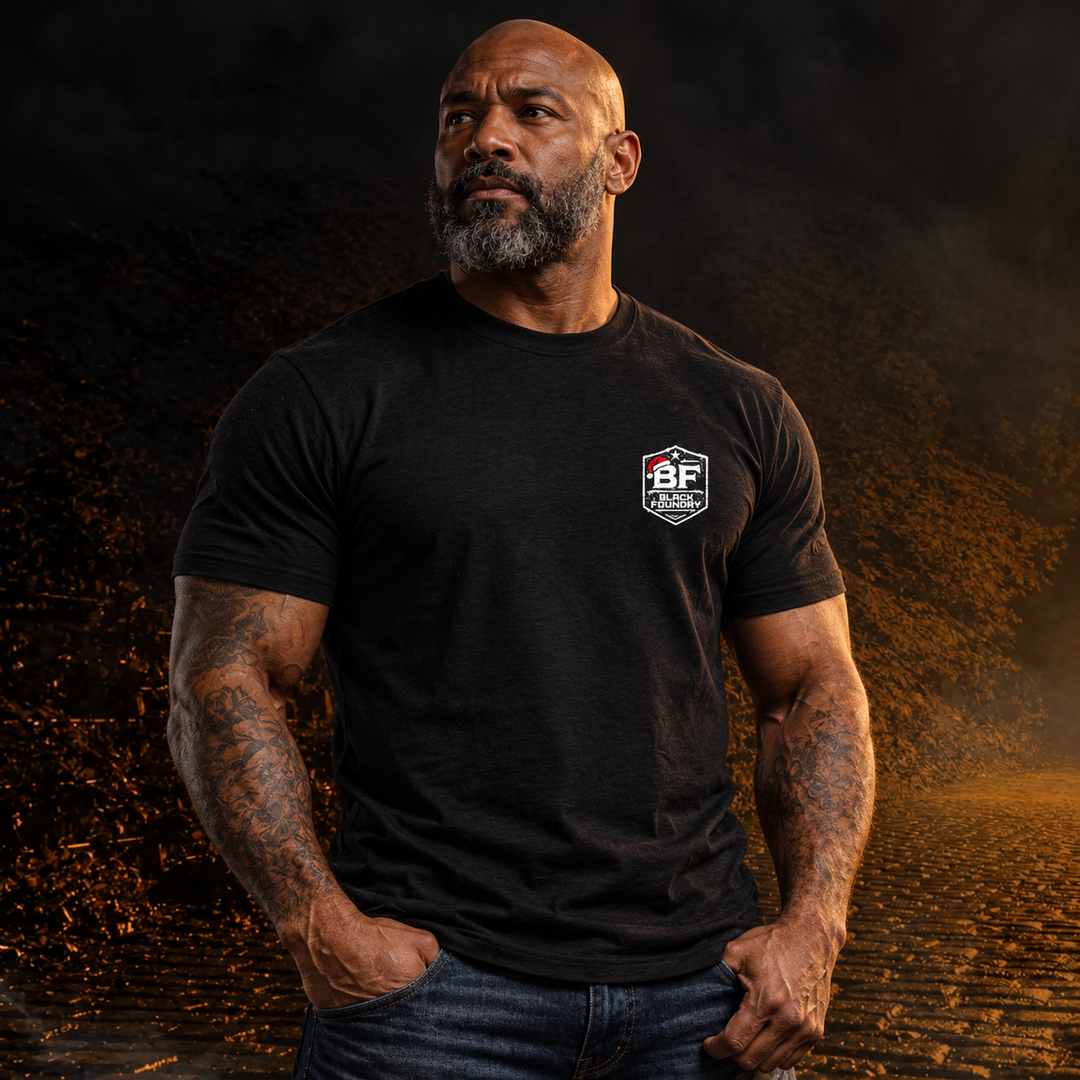 Snowflake Flag T-shirt Black front logo lifestyle creative
