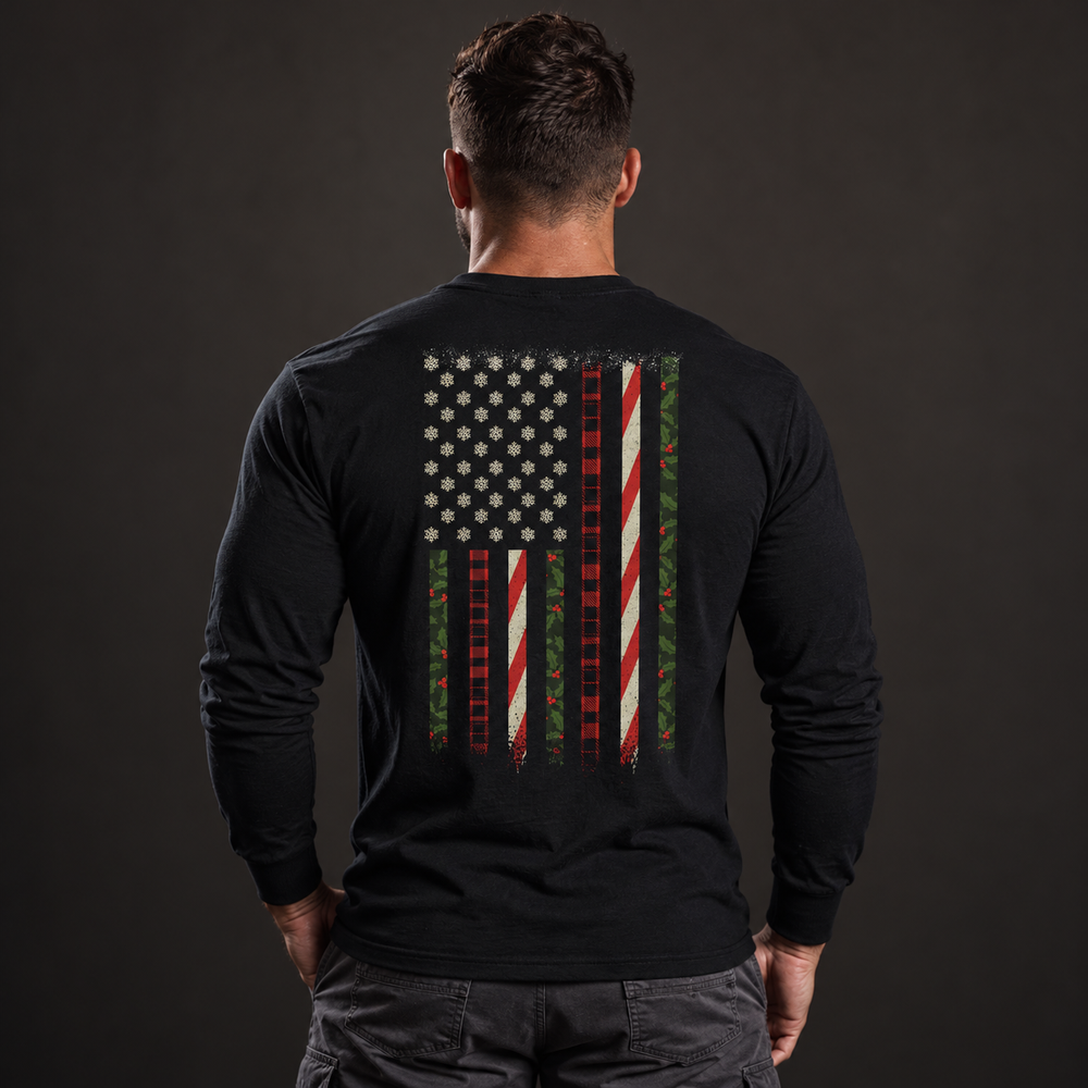 Snowflake Flag Long Sleeve Black back design lifestyle creative