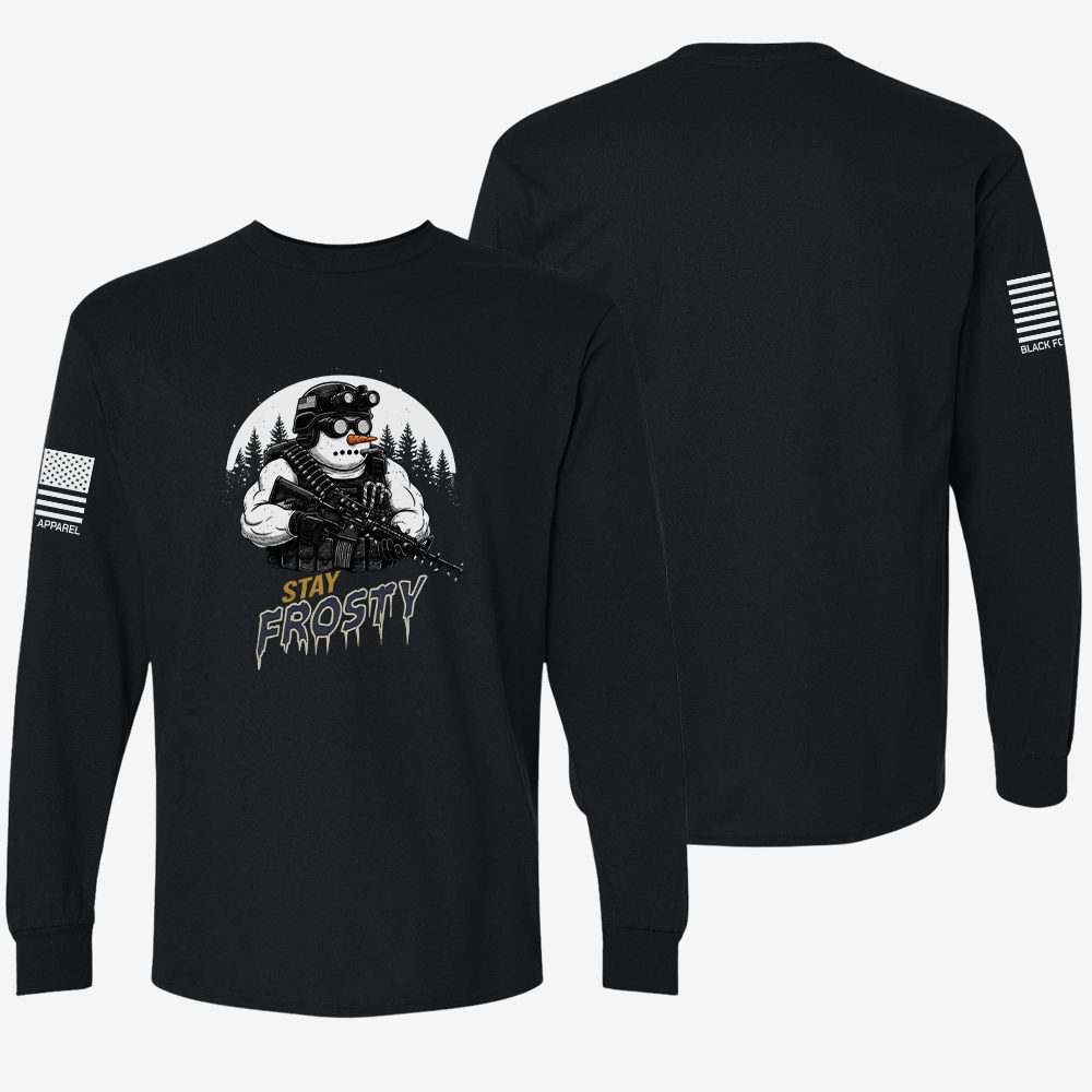 Stay Frosty Ops Long Sleeve Black front and back mockup