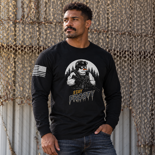 Stay Frosty Ops Long Sleeve Black front design lifestyle creative