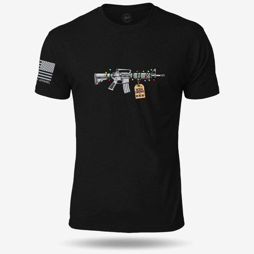 Tactical Christmas Ho Ho Ho T-shirt Black front design mockup