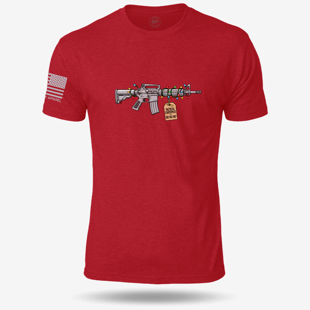 Tactical Christmas Ho Ho Ho T-shirt Red front design mockup