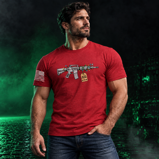 Tactical Christmas Ho Ho Ho T-shirt Red front design lifestyle creative