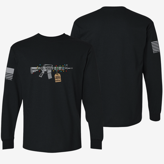 Tactical Christmas Ho Ho Ho Long Sleeve Black front and back mockup