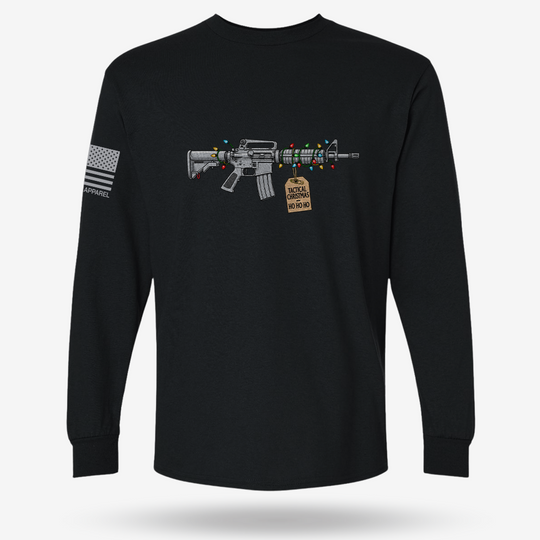 Tactical Christmas Ho Ho Ho Long Sleeve Black main printed design mockup