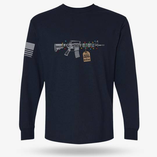 Tactical Christmas Ho Ho Ho Long Sleeve Navy main printed design mockup