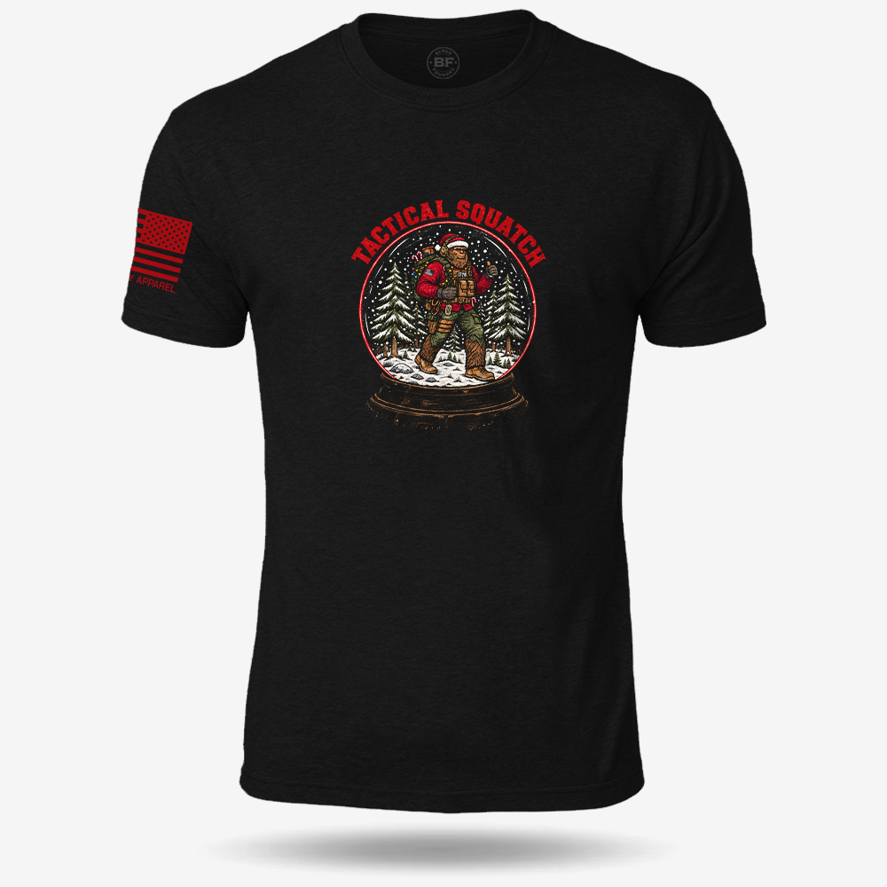 Tactical Quatch T-shirt Black front design mockup