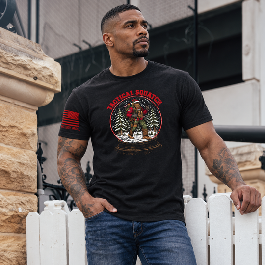 Tactical Quatch T-shirt Black front design lifestyle creative